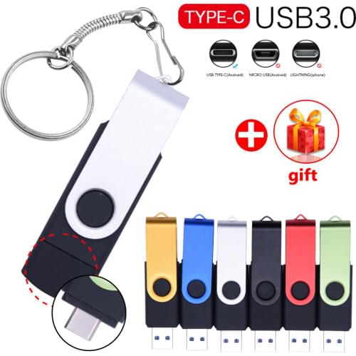 Multifunctional 3 in 1 OTG Type C USB Flash Drive USB 3.0 Type-C Pen Drive 32GB 64GB 128GB Pendrive 256GB 512GB USB Memory Stick