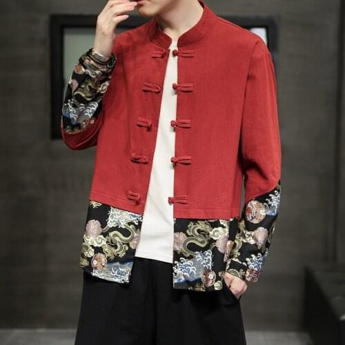 Men Chinese Style Hanfu Tops Tang Suit Tai Chi Kung Fu Clothes Jackets Cotton Linen T-Shirt Oriental Fashion Clothing 30465