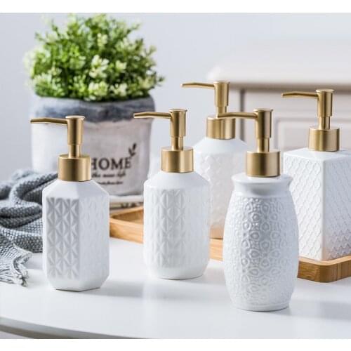 Nordic minimalist bathroom shower gel bottle sanitary ceramic hand soap bottle Nordic smooth and delicate bottled lotion