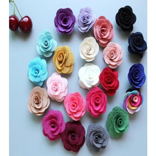 New arrival 4cm Mini Burlap Flowers felt back,Fabric Flower, Rosettes, DIY, Hair Accessories girl Headbands 100ps/lot