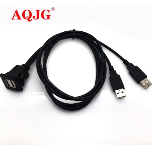 New USB2.0 Flush Mount Cable 1M/2M Double/Single USB Port Extension Flush Dashboard Panel Mount Cable for Car Boat Motorcycle