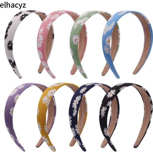 8pcs/lot New Fashion Daisy Flower Headband Chic Hairband Cute Flower Print Hair Hoop for Women Headwear Girls Hair Accessories
