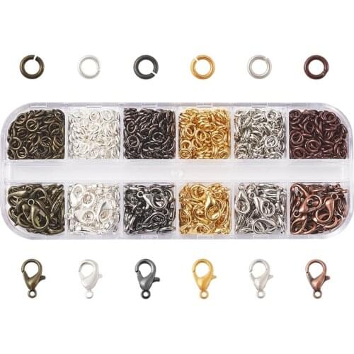 Pandahall Mixed Color Zinc Alloy Lobster Claw Clasps and Brass Jump Rings Jewelry Findings About 748pcs/box