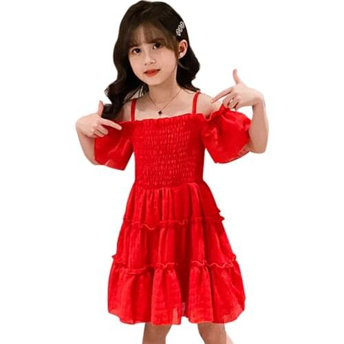 Girl Dress Solid Color Kids Party Dresses For Girls Summer Children Dress Casual Style Girls Clothes 6 8 10 12 14
