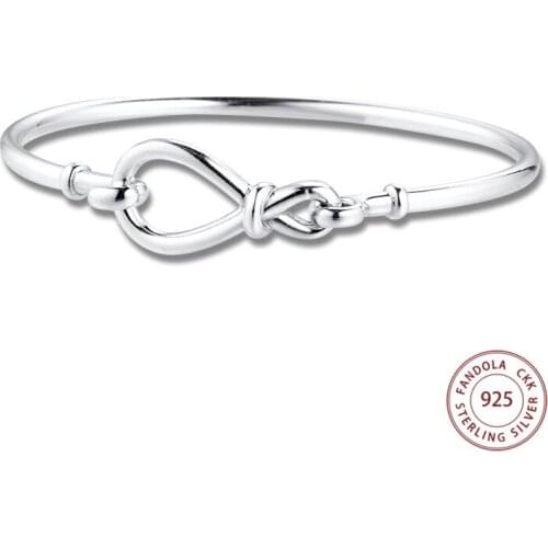 2020 New Bangle Femme 925 Sterling Silver Jewellery Infinity Knot Bangles Bracelets for Women Fashion Jewelry pulseras Wholesale