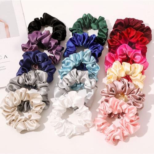 1pc Satin Silk Scrunchies Solid Color Elastic Hair Bands for Women Girls Hair accessories POnytail Holder Hair ties Rope
