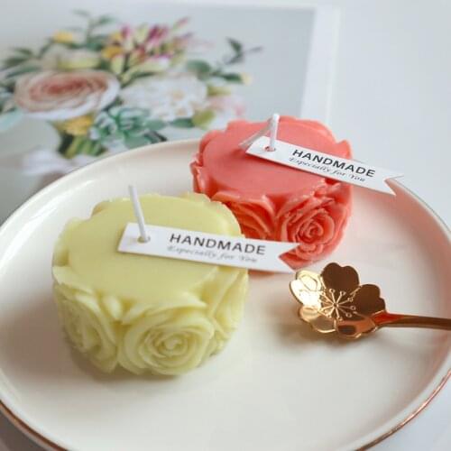 Wedding Rose Cylinder Silicone Candle Mold Handmade Clay Craft diy Art Decorating Soap DIY Mold 3D Candle Making Mould