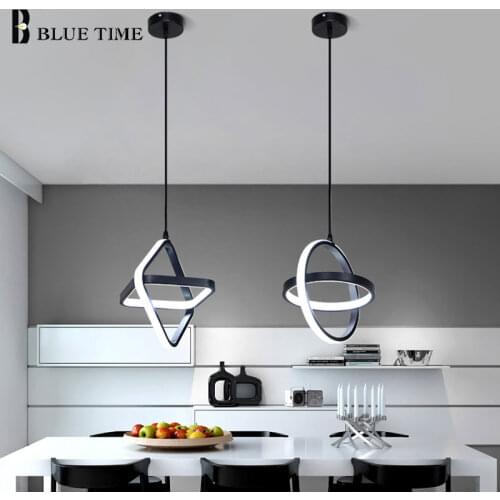 Modern LED Pendant Lights For Living Room Dining Room Bedroom Decor Home Indoor Hanging Pendant Lamps Bedside Light Black White