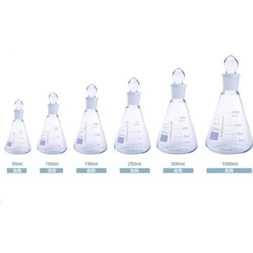 Thick Walled Conical Flask With Stopper Erlenmeyer Flask For Chemistry Laboratory 50-1000ml