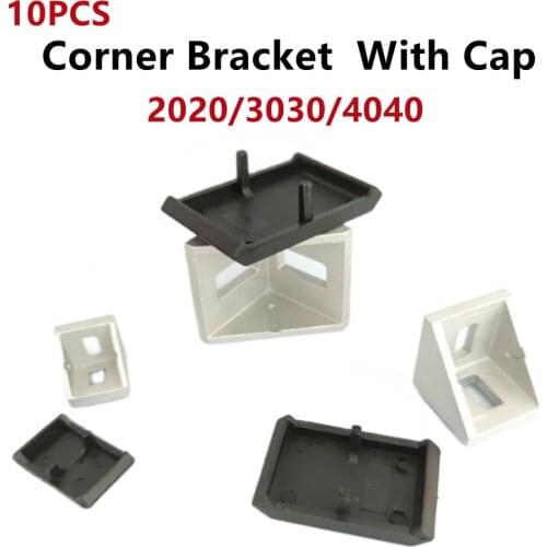 10PCS 2020 3030 4040 Corner Bracket Fitting Angle With Cap Aluminum Connector For Industrial Aluminum Profile