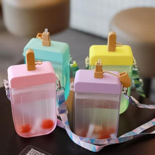 Outdoor Accessory Straw Cup Creative Cute Portable Healthy Sealing Transparent Drinking Water Bottle for Office Water Bottle