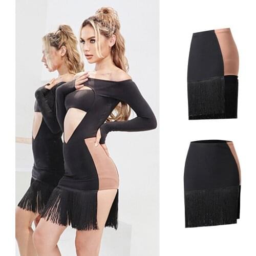 New Latin Dance Skirt Adult Sequin Wrap Hip Short Skirts Women Practice Sexy Dance Wear Samba Rumba Salsa Show Costume DNV14748