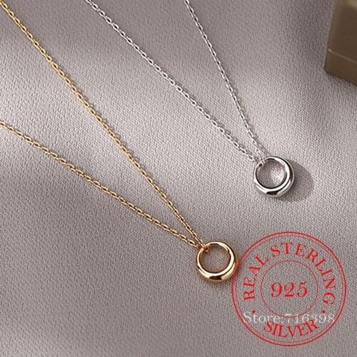 New 925 Sterling Silver Necklace Shining Round Pendant Choker O-Chain Wedding Party Jewelry Gift For Girls Exquisite Accessory