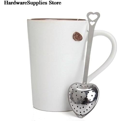 1Pcs Tea Strainer Tool Heart Shape Stainless Steel Tea Infuser Spoon Strainer Steeper Handle Shower Infuser Spoon