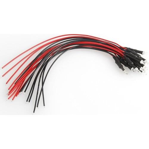 10Pcs DC 24V Pre-wired LED Lamp Light Cable Bulb Emitting Diode 18cm 3mm Car Light Source