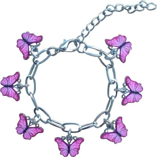 12 Styles Sweet Romantic Oil Dripping Colorful Butterfly Stainless Steel Charm Chain Bracelets Men Women Drop Shipping BF001-012