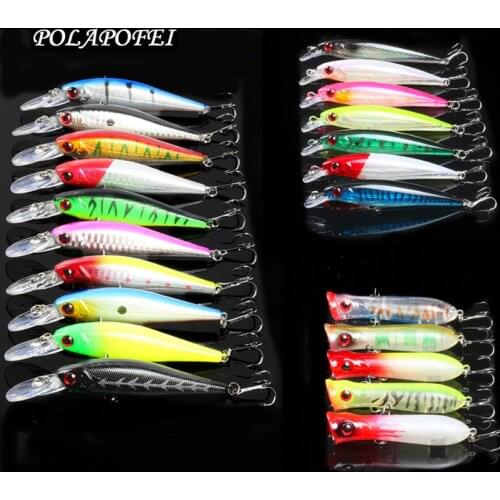 22pcs Wobbler Fishing Lure Minnow Popper Artificial Bait Fish Hook Pike Carp Salmo Fishing Accessories Tools Tackle Pesca D
