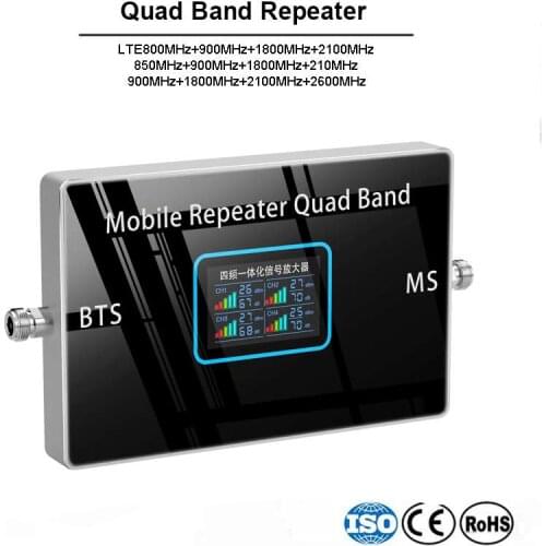2G 3G 4G Signal Repeater 4 Band LTE 2600 B20 800 850 900 1800 2100 UMTS WCDMA Cellular Booster Amplifier