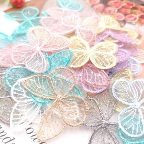 5pcs Embroidered Mesh Butterfly Cloth Patches Appliques Sewing DIY Accessories