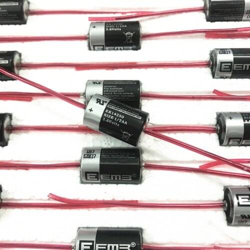 50PCS ER14250 ER 14250 CR14250SL 1/2 AA 1/2AA 3.6V 1200mAh PLC industrial lithium battery With Pins primary battery