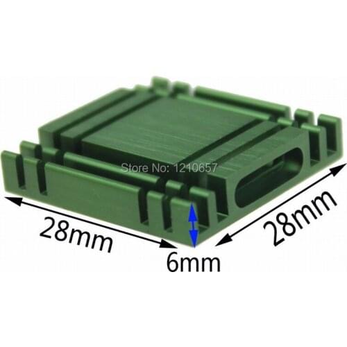 30pieces lot 28x28x6mm Aluminum Green Heat Sink For Electronic Computer