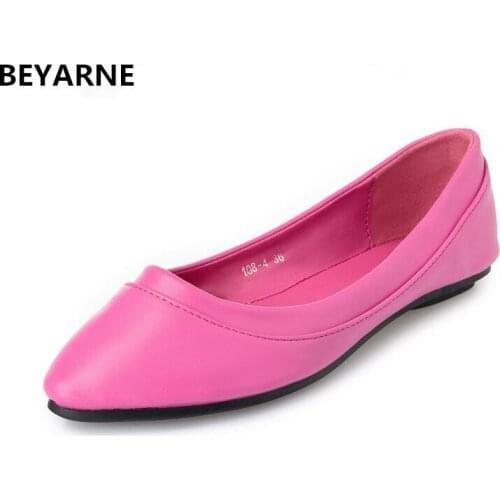 BEYARNE new Lady soft sole Flats Shoes for drive pregnant woman fashion shoes Women Spring summer Shoes pointed toe shoes 35-41