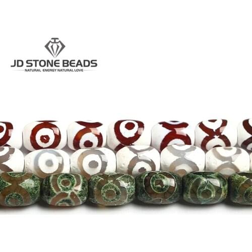 13 x18mm Tibetan Agate Dzi Beads Barrel Shape Loose Beads Spacer Beads For Diy Accessories Bracelet Necklace Making