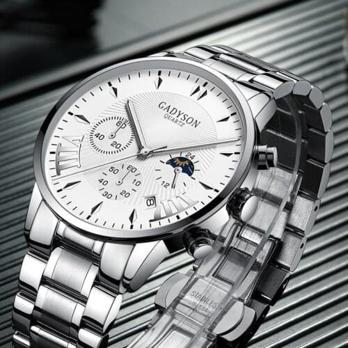 2020 Fashion Stainless Steel Mens Watches Top Brand Luxury Business Calendar Quartz Watch for Men Reloj Hombre Relogio Masculino