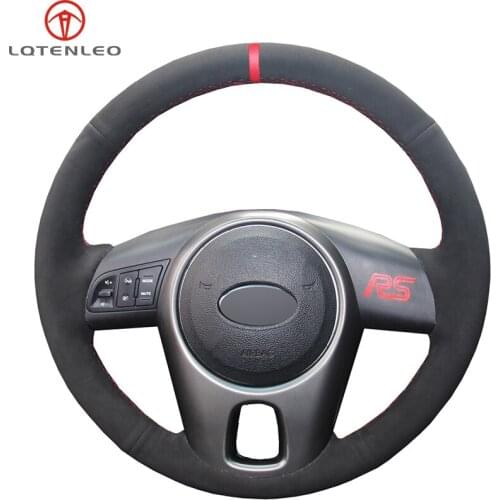 LQTENLEO Black Suede Steering Wheel Cover For Kia Forte 2008-2017 Soul 2009-2013 Rio 2009-2011 Venga 2009-2015 Shuma 2009-2013