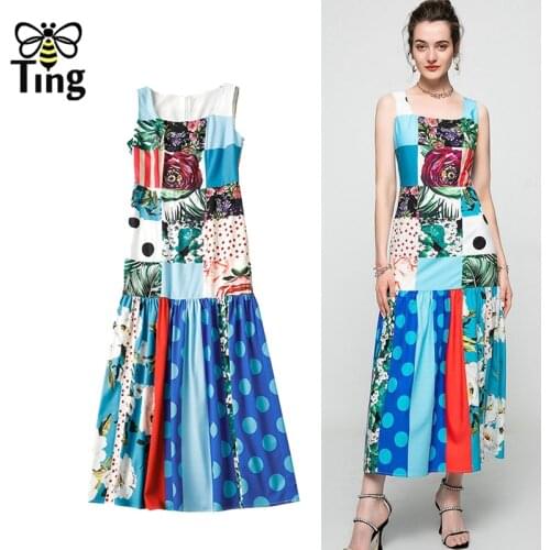 Tingfly Vintage Elegant Polka Dot Print Sleeveless Summer Blue Dress Boho Fashion Streetwear Midi Long Dress Vestidos Traf Zaful