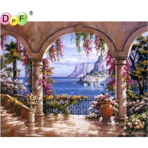 DPF diamond Painting Cross Stitch Seaside scenery Decorative Needlework diamond embroidery 5D diamond mosaic crafts home decor