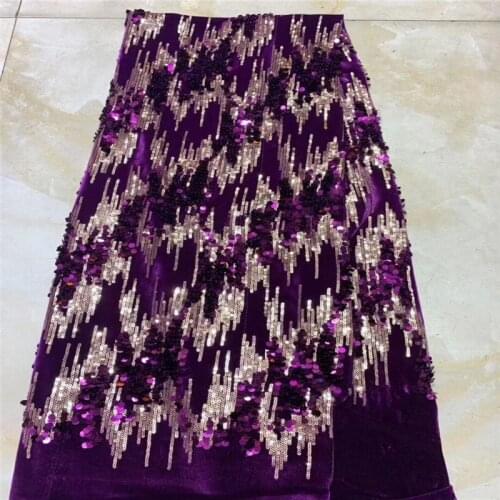 Purple/gold African Velvet sequins Lace Fabric, Lace Dress Teal Green Fabric, High Quality French Lace Fabric