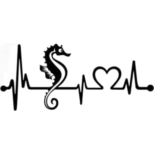 20.3cm*8.9cm Seahorse Heartbeat Lifeline Car Sticker Decor Decals Vinyl Black/Silver S3-4978