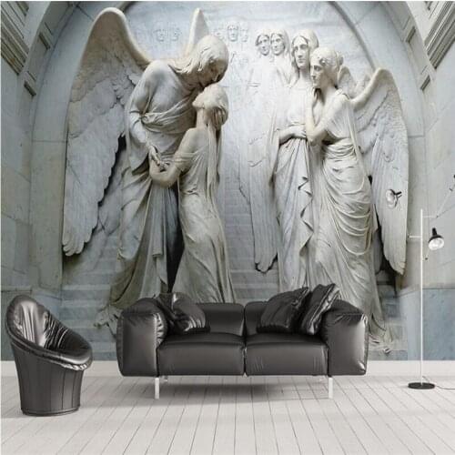 Beibehang Customize any size wallpapers fresco photos European 3D reliefs classical religious figure angel background wall