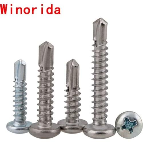 GuHua 401Stainless Steel Cross Round Head Drill Tail Self Tapping Screw KA Hardened Phillips Pan Head Self Drilling Screws 20pcs