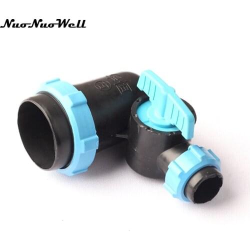 1pcs NuoNuoWell 2" Thread to 1" 90 Degree Valve Drip Tape Connector for Garden Micro Drip Irrigation Hose Pipe Connector Valve
