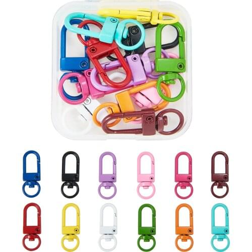 12Pcs/box Colorful Metal Swivel Clasps Snap Hook Trigger Buckle For DIY KeyHooks Keychain Jewelry Making Accessories