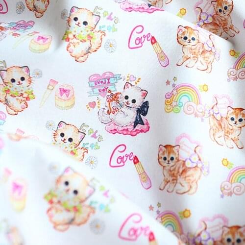 Cartoon Valentine Cats Bears Kids Print 100% Cotton Fabric for Girl Clothes Bedding Set Hometextile Cushion Cover Backpack DIY