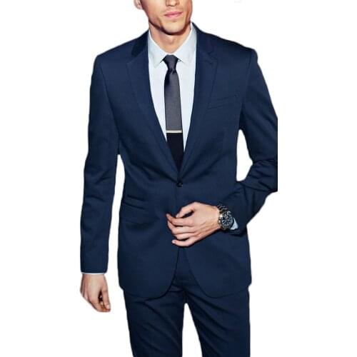 Slim Fit Navy Blue Notch Lapel Men Suits 2 Pieces Wedding Suits for Men Groomsmen Suit Business Suits (Jacket+Pants)