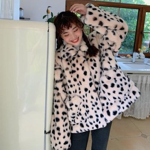 Korean Loose Lamb Fleece Leopard Print Short Reversible Plush Thick Faux Fur Jacket Women Female Jacket Leopard Coat Outwears