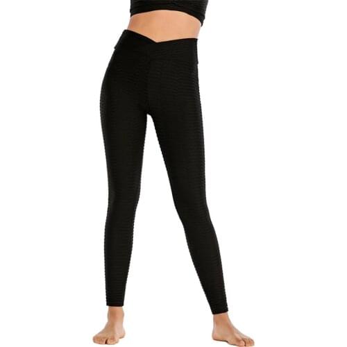Legging Sport Bubble Net Women Fitness Solid High Elastic Waist Yoga Pants Workout Lift Hip Jogging Wear