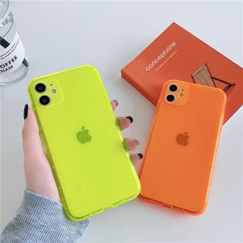 Cute transparent fluorescent Airbag anti-drop soft silicone phone case for iPhone 12 11 Pro max case XS MAX 7 8 plus XR X 12 SE2