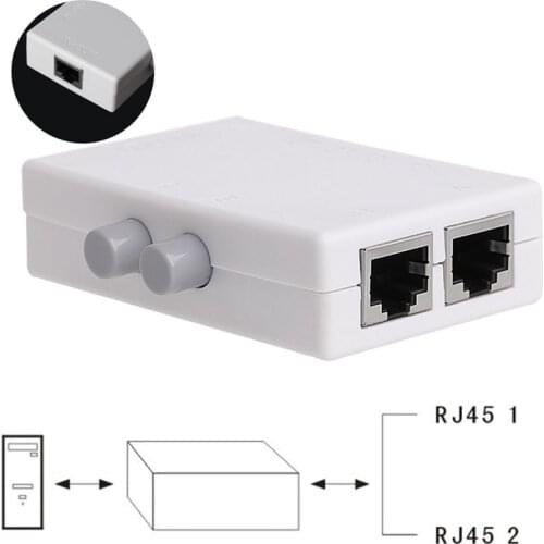 Mini 2 Port AB Manual Network Sharing Switch Box 2In1/1In2 RJ45 Network/Ethernet