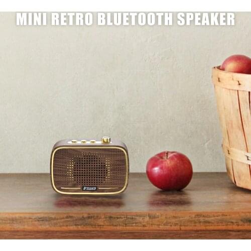 INWA Retro Mini Wireless Portable Bluetooth Speaker Plastic Wooden Grain Music Surround Sound System Upgrade Support USB AUX