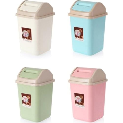Trash Can with Shake Lid Plastic Waste Bin Garbage Dustbin Trashbox for Home Office Kitchen K0AB