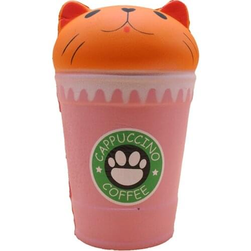 Squeeze soft 14cm kawaii Cut Coffee Cup Cat Scented Squishy Slow Rising Squeeze Toy Collection Cure Gift Funny Gift