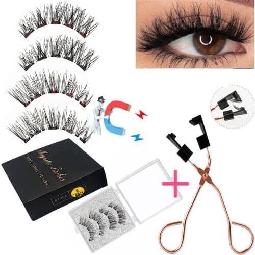 LEKOFO 8D 2 Pairs Magnetic Eyelashes 5 Magne Set Mink Eyelashes Thick faux cils magnetique Natural False Lashes+Tweezers