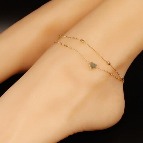 New Fashion Gold Color Heart Anklet Multilayers Adjustable Anklet For Women Summer Bracelet On Foot Beach Party Leg Chains