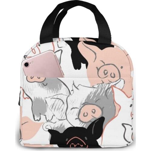Funny Pigs Cooler Lunch Box Portable Insulated Lunch Bag Thermal Food Picnic Lunch Bags