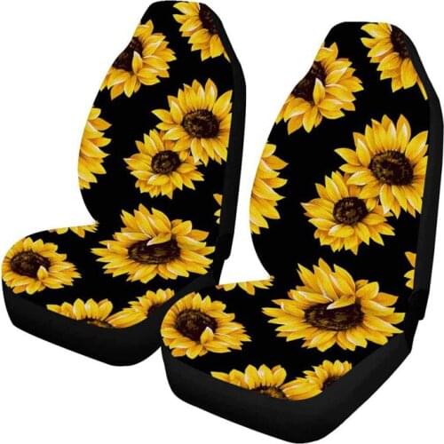 Sunflower Full Coverage Car Front Seat Cover Protector Universal Anti-slip Printed Car Cushion Cover for Truck Van for SUV Auto